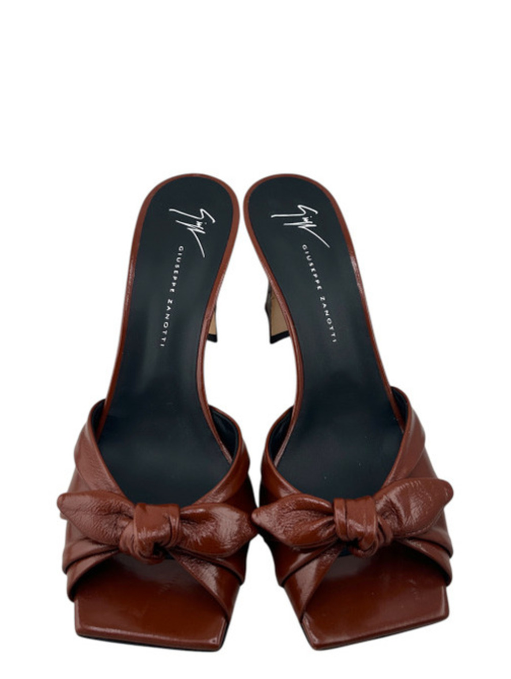 Giuseppe Zanotti 85mm Bow Mule Sandals in Cacao Brown - Picture 2 of 5